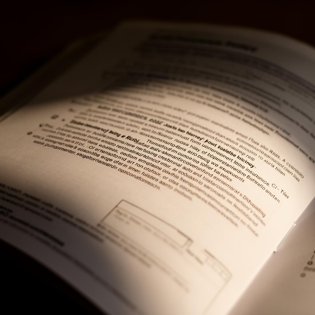 Close-up of an open auto insurance policy with fine print